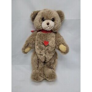 Vtg Berg Tiere Mit Herz Teddy Bear 15" Jointed Heart Charm Wool Brown Austria